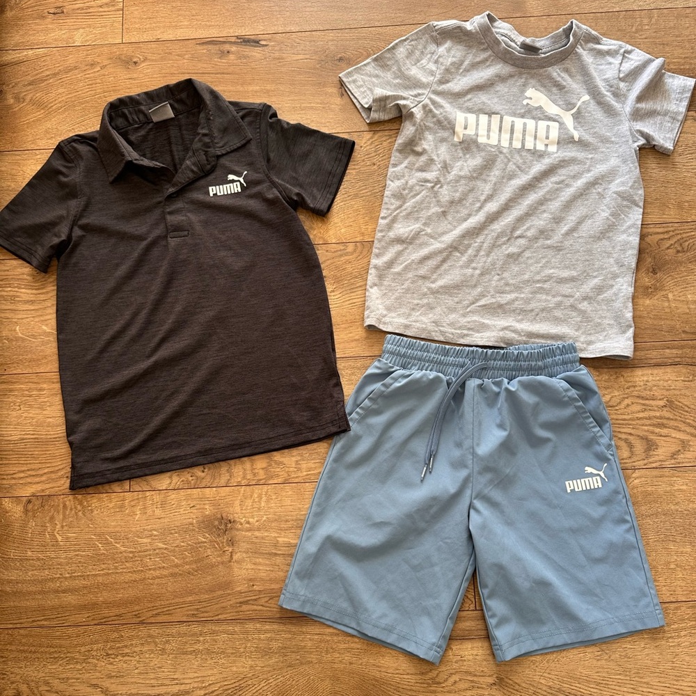 Puma Boys Grey Polo and T-Shirt Set - Size 6